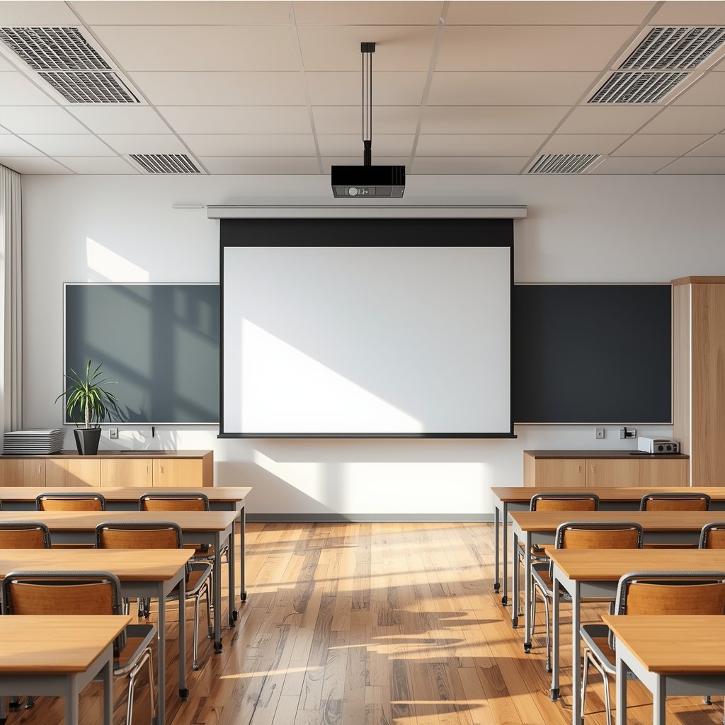 Medientechnik Schulzimmer Beamer Leinwand Installation